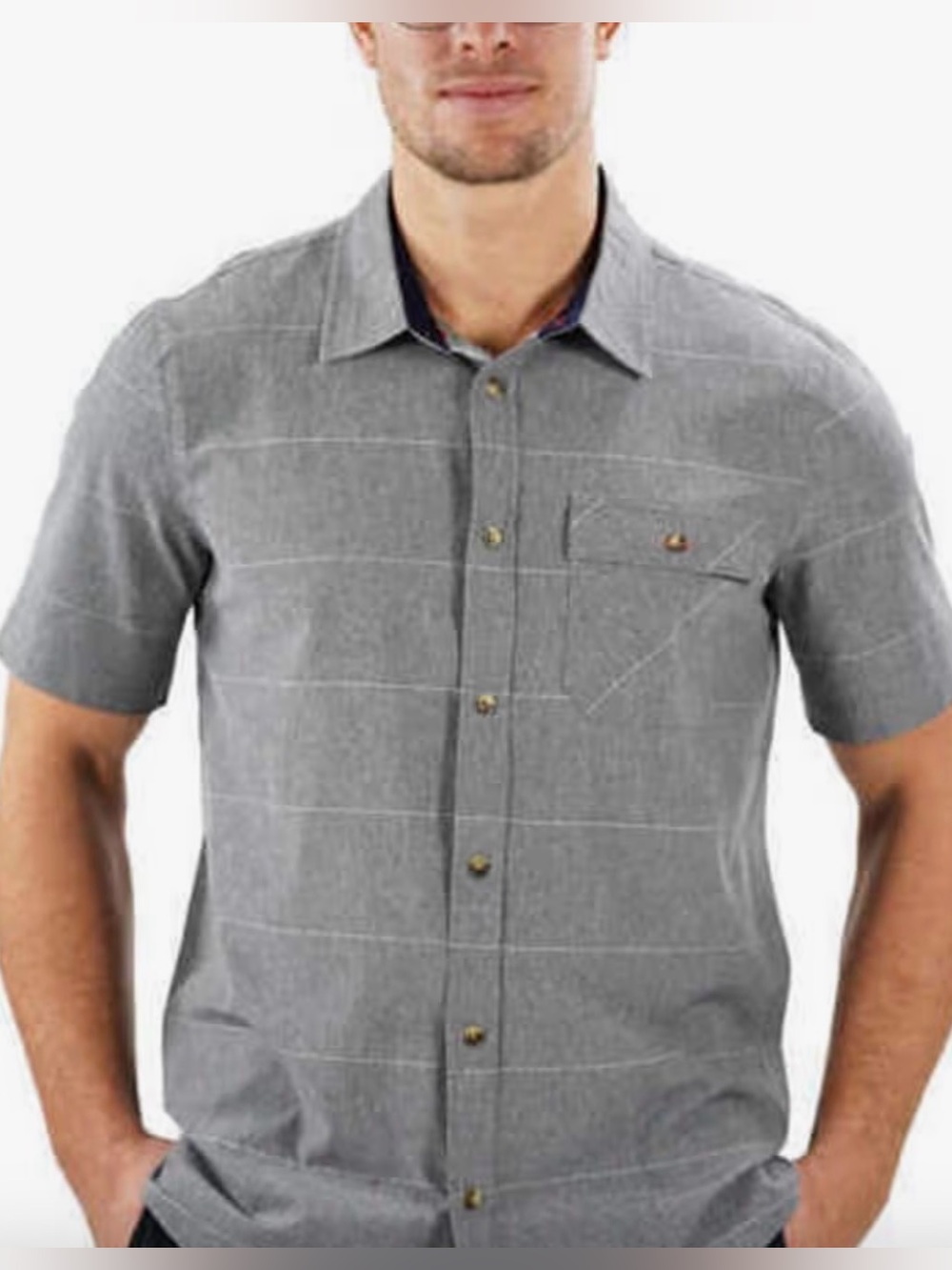 Avalanche Men's Grey Short-Sleeve Button-Up Shirt